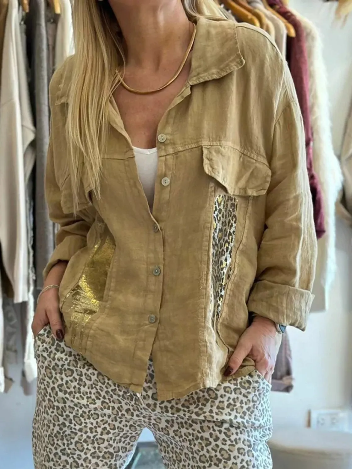 Women's Casual Printed Shirt Jacket